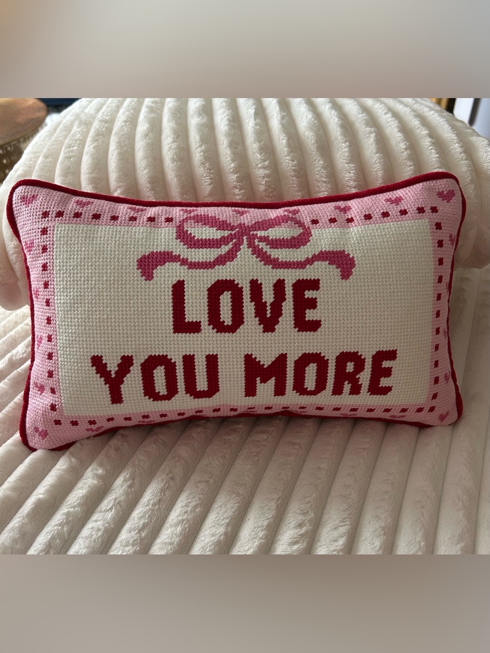 New LOVE YOU MORE needlepoint pillow